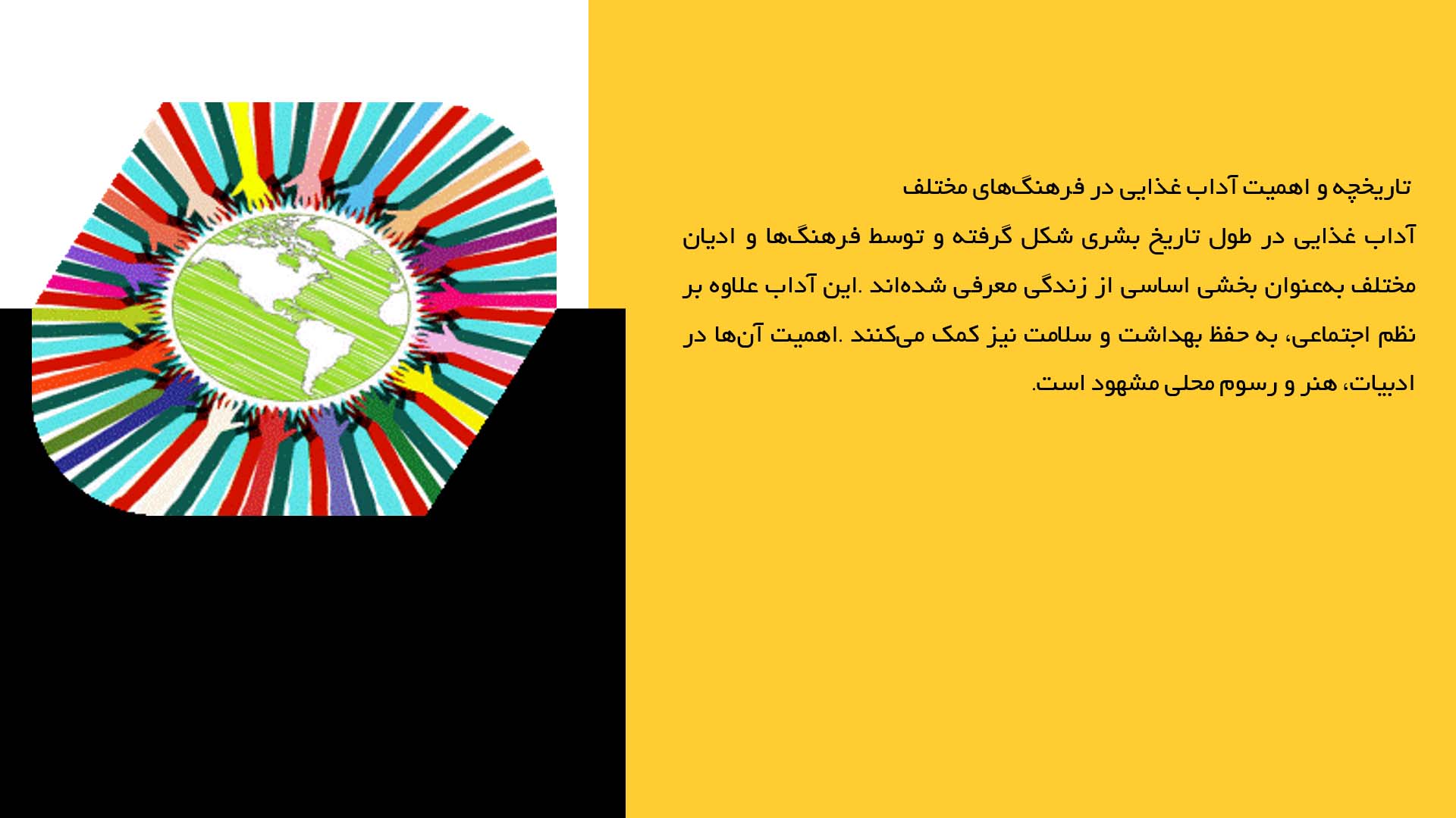 پاورپوینت در مورد آداب غذا خوردن و تأثیر آن بر سلامت